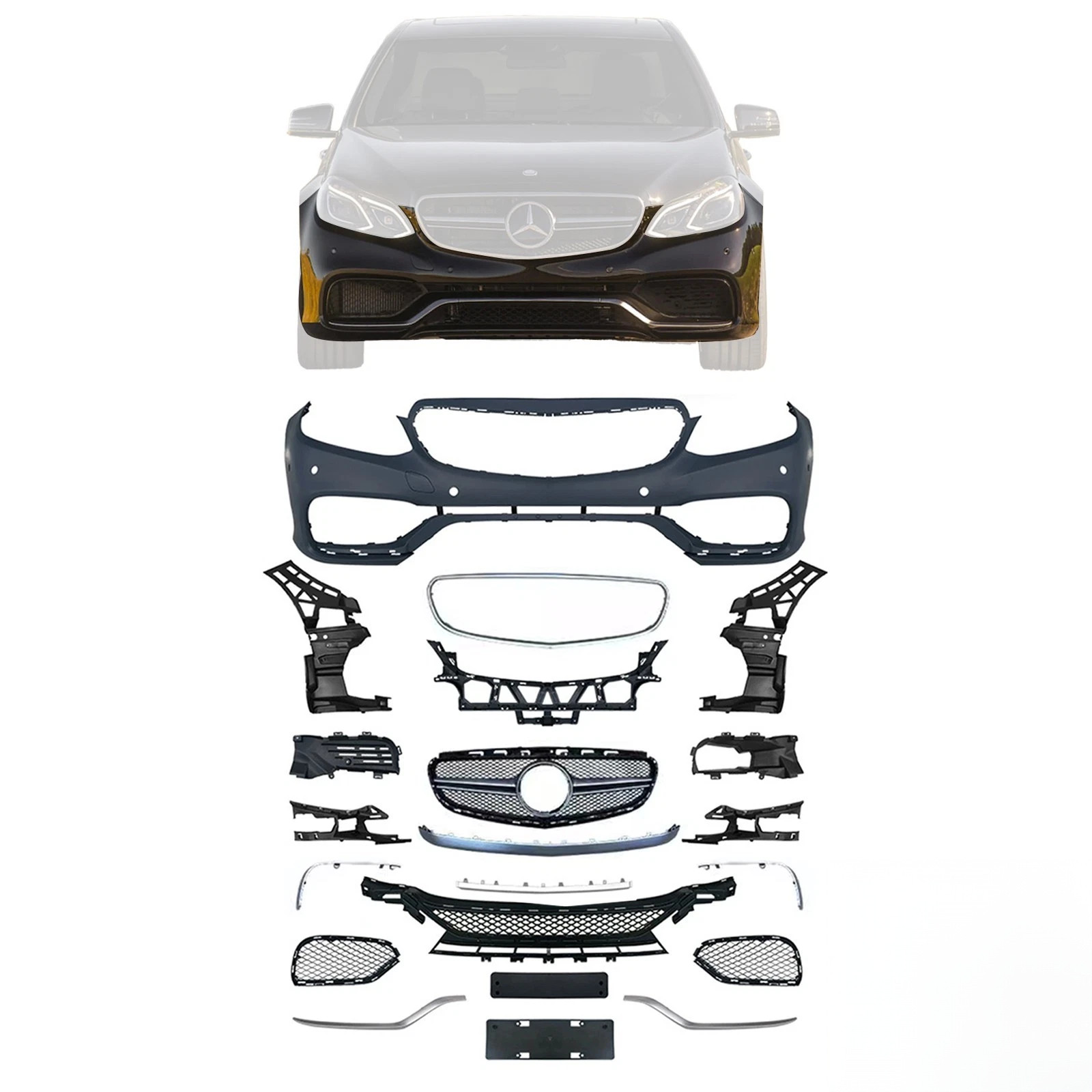 For 2014-2016 Mercedes Benz E-Class W212 To E63 AMG Style Front
