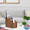 Useekoo Wooden Remote Control Holder with 3 Compartments, Vintage Wood Desk Organizer for Mobile Phone and office supplies, Rustic Farmhouse Desk Caddy, Living Room, Bedroom, Brown, 6.5