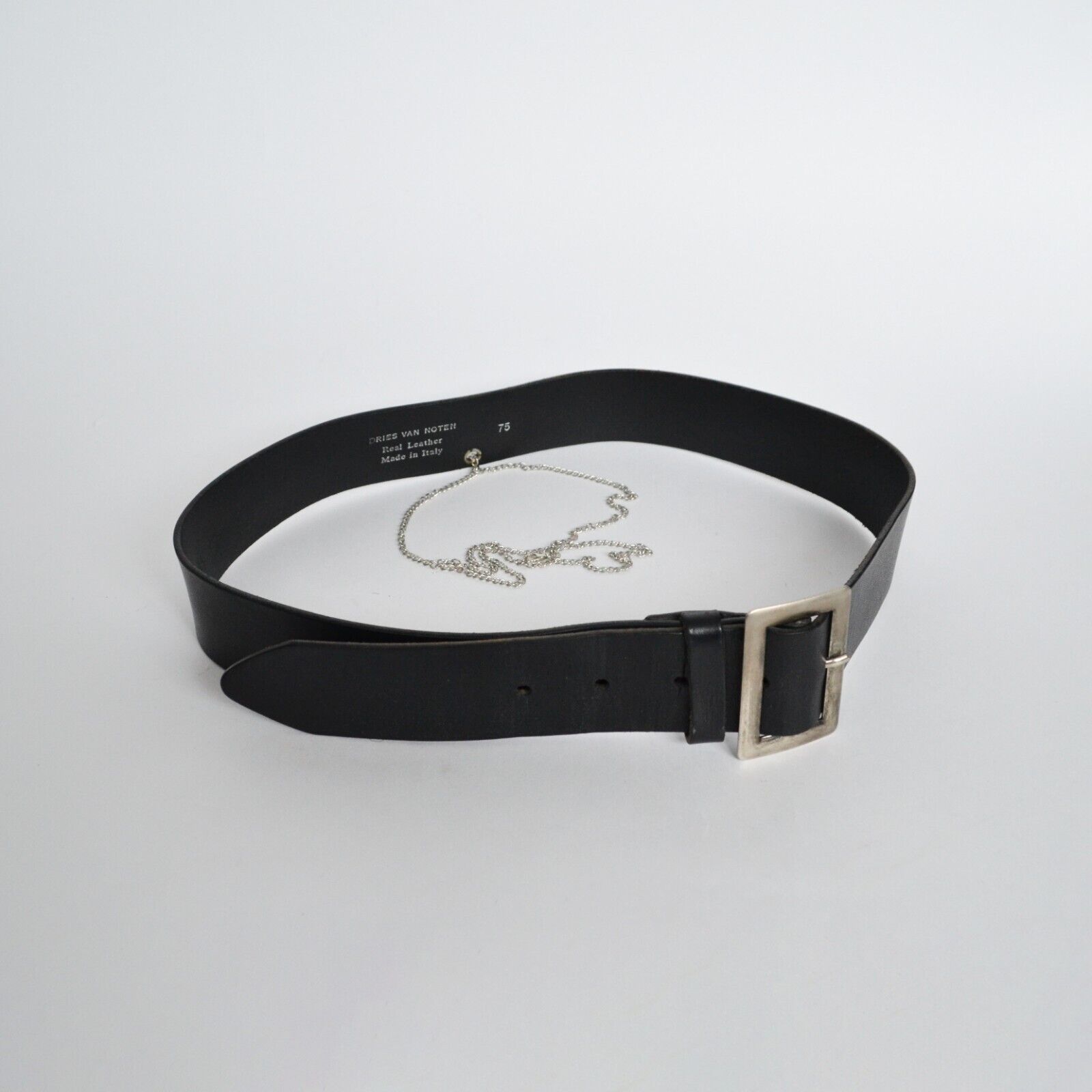 Vintage DRIES VAN NOTEN Belt Leather Chain Buckle Metal Vintage DRIES VAN NOTEN Belt Leather Chain Buckle Metal
