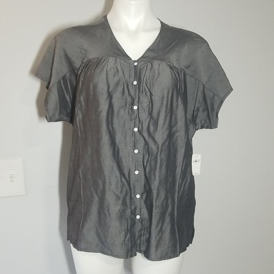 NWT Old Navy Blue Grey Short Sleeve Blouse size medium