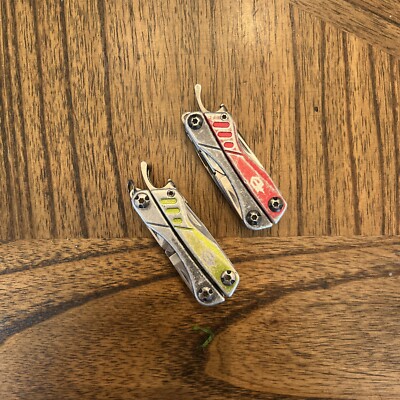 Lot Of 2 Gerber Dime Mini Keychain Pliers Multi Tool Knife Green Red TSA