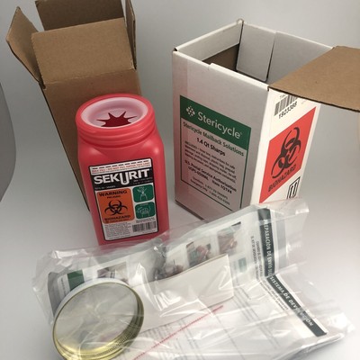 Stericycle Sharps Disposal System 1.4 Qt Biohazard Shipping Container New
