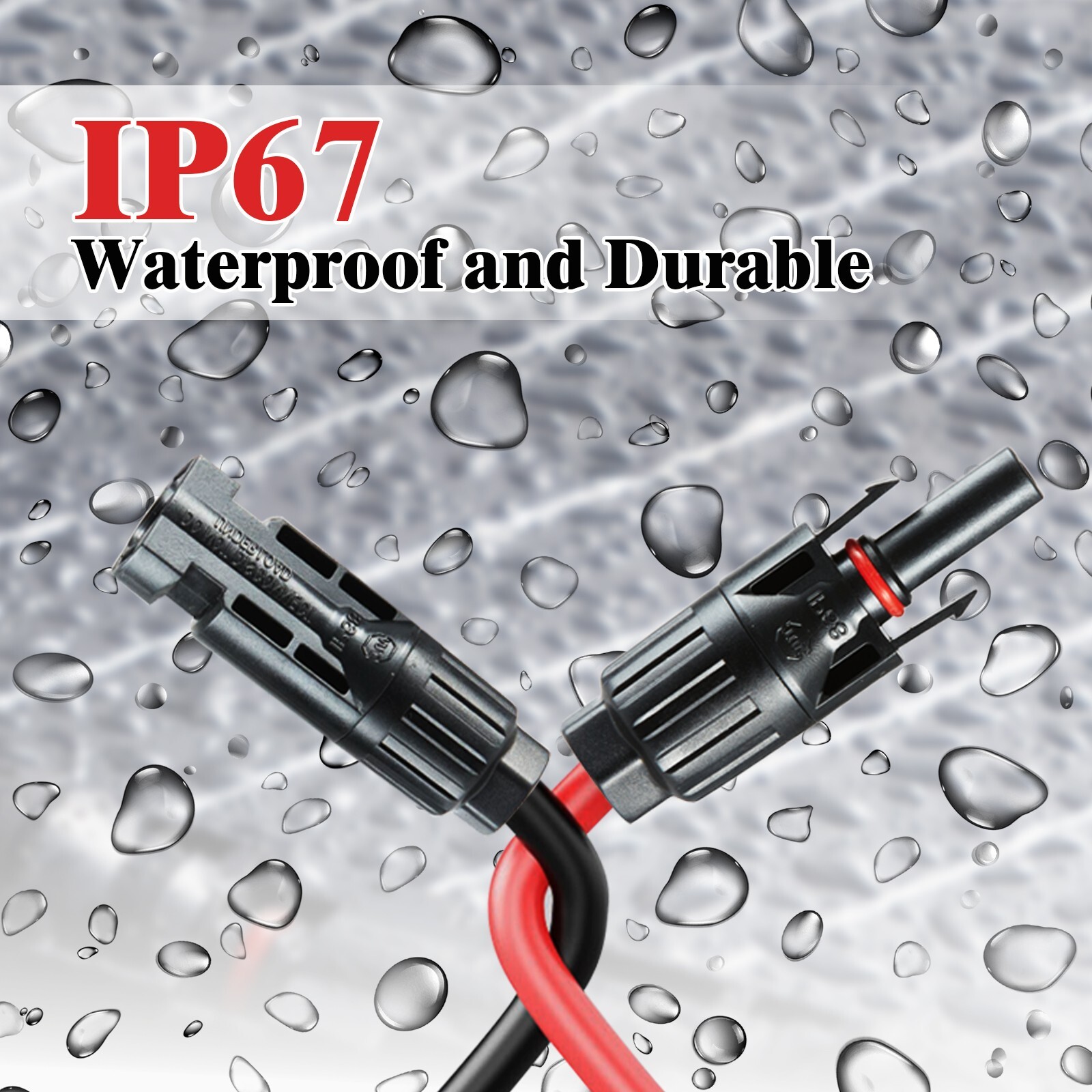 MHPOWOS 12 AWG Solar Panel Extension Cable PV Wire Solar Connectors Pair 4mm²