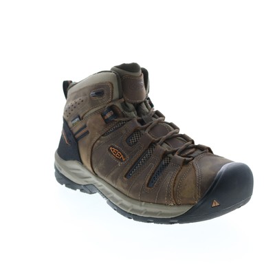 Keen Flint II Waterproof 1025613 Мужские коричневые кожаные рабочие ботинки на шнуровке 12