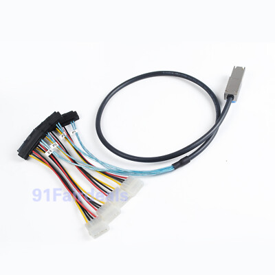 Extenal Mini-SAS SFF-8088 26P to 4 X SAS SFF-8482 29 Pin HD Power Raid Cable 2M