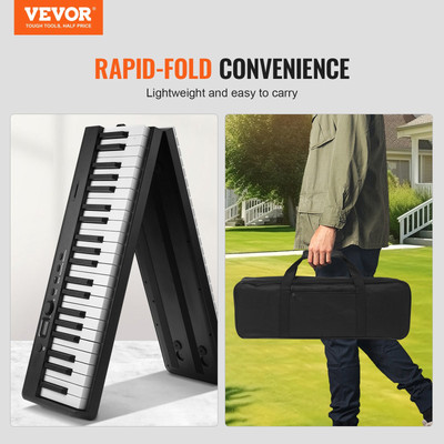VEVOR 88-Key Folding Keyboard Piano - Portable & Foldable with Bluetooth MIDI -