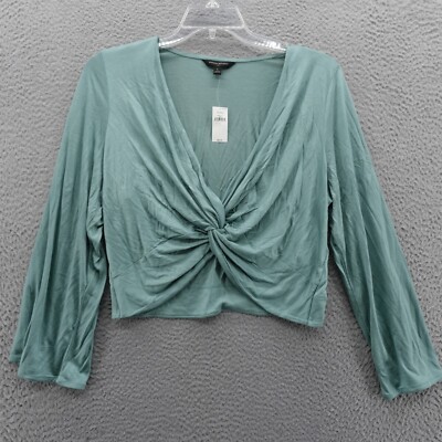 NWT Banana Republic Silky Luxe Center Twist Crop Top Large Green Womens