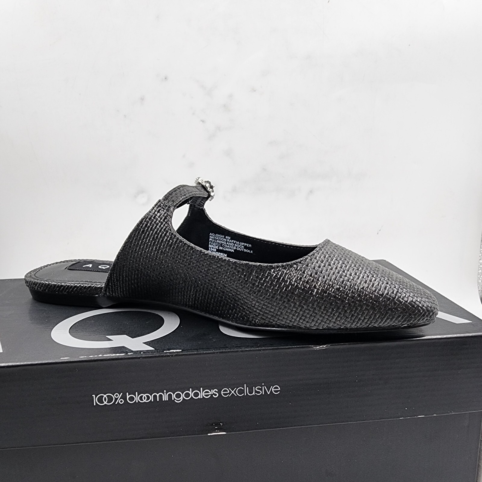 Aqua Gigii Pointed Square Toe Slip On Buckled Flats Women's 6M Black Solid - Picture 8 of 16