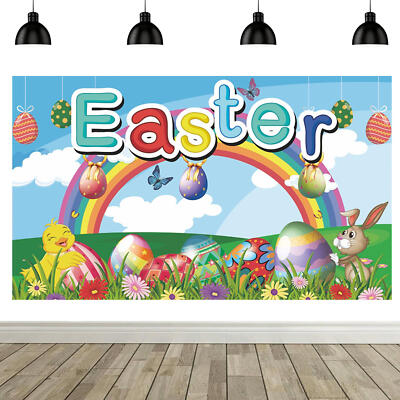 Happy Easter Banner Backdrop Happy Birthday Party Easter Photo Background Banner