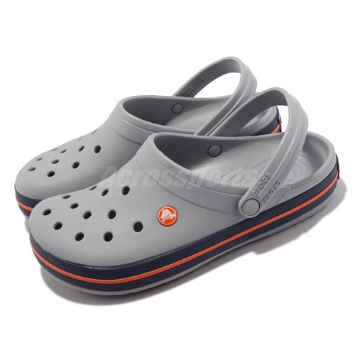 

Crocs Crocband Light Grey Navy Мужские повседневные сандалии унисекс Slip On 11016-01U, Серый, Crocband
