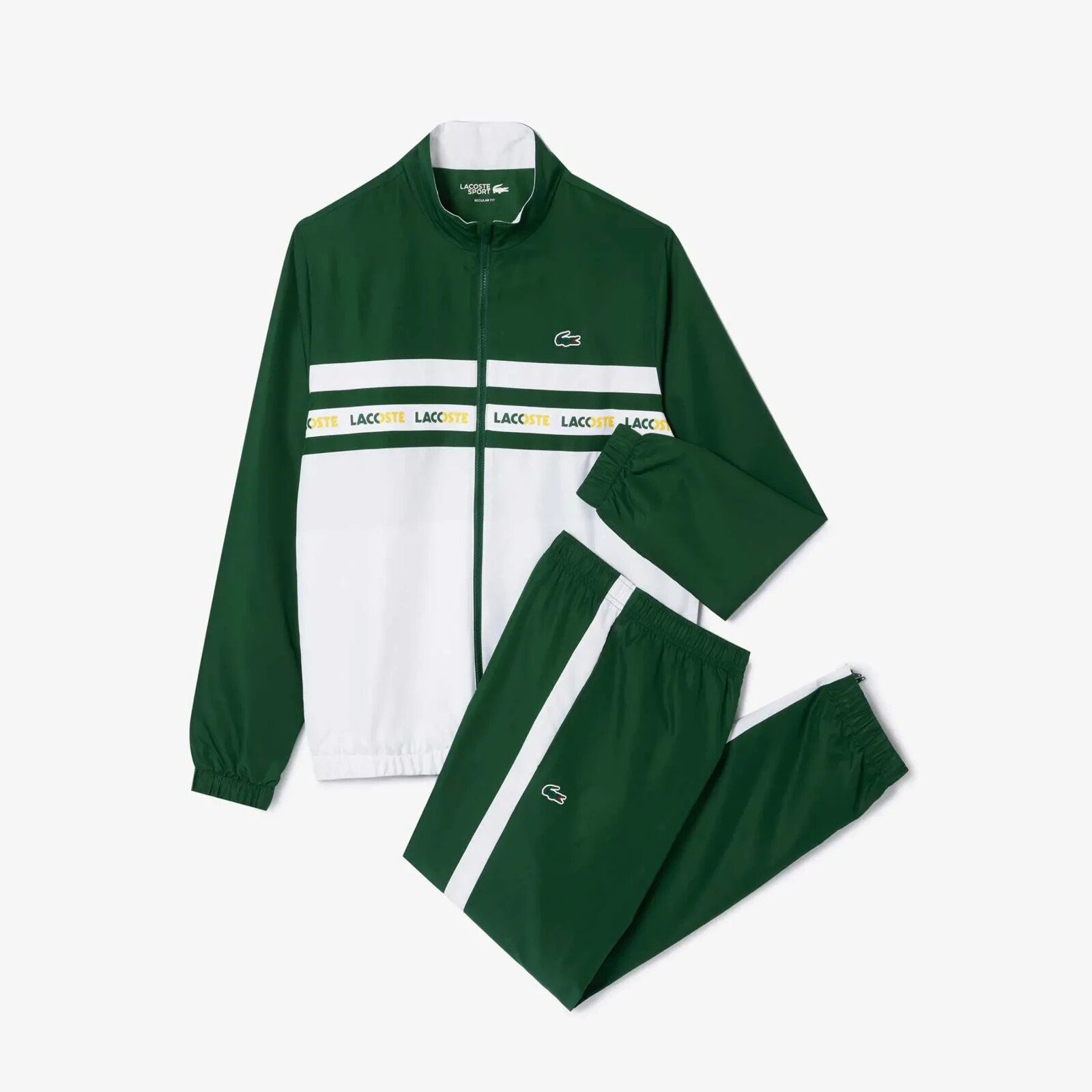 Lacoste Full Tracksuit Set Top Bottoms Green White WH7567
