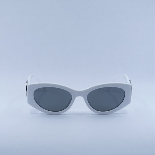 Pre-owned Gucci Gg1691s 006 White/grey Silver Mirror 54-19-145 Sunglasses