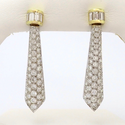 Michael Drechsler Genuine Brilliant Diamond 18k Gold Dangle Earrings Designer