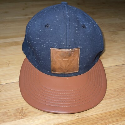 Carbon Elements Snapback Hat Leather Brim Patch Diamond Design Black Brown Cap
