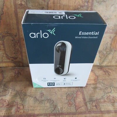 Arlo AVD1001W100NAS Wired HD Video Doorbell - Black New Sealed