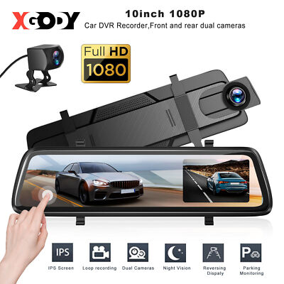 XGODY V21 10 HD Mirror Dash Cam 4K Rear View Mirror Dash Camera Front and Rear
