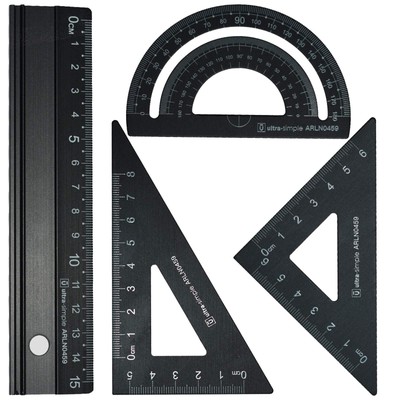 Metal Architects Scale Ruler Set 4 Pcs Technical Drawing Set Math Geometry Tool 