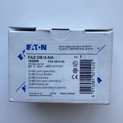 NEW Eaton Circuit breaker FAZ-D8/3-NA (has flaw, See Photos)