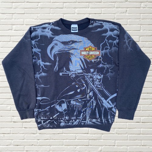 Vintage 90s Harley Davidson Crewneck Sweatshirt All Over Vintage 90s Harley Davidson Crewneck Sweatshirt All Over