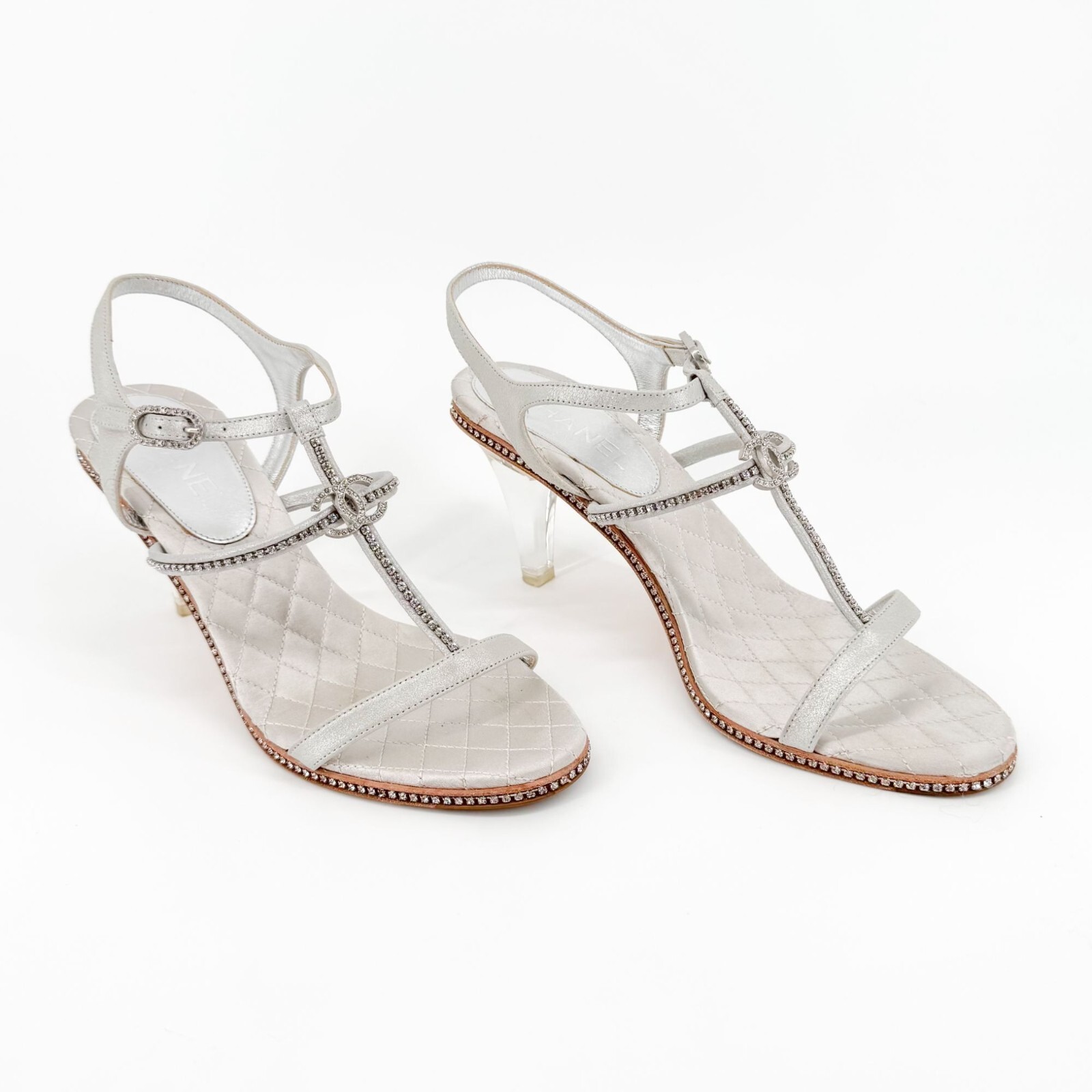 CHANEL ミュール Chanel Brown Leather Studded Platform Mule Clogs Size 9.5/40