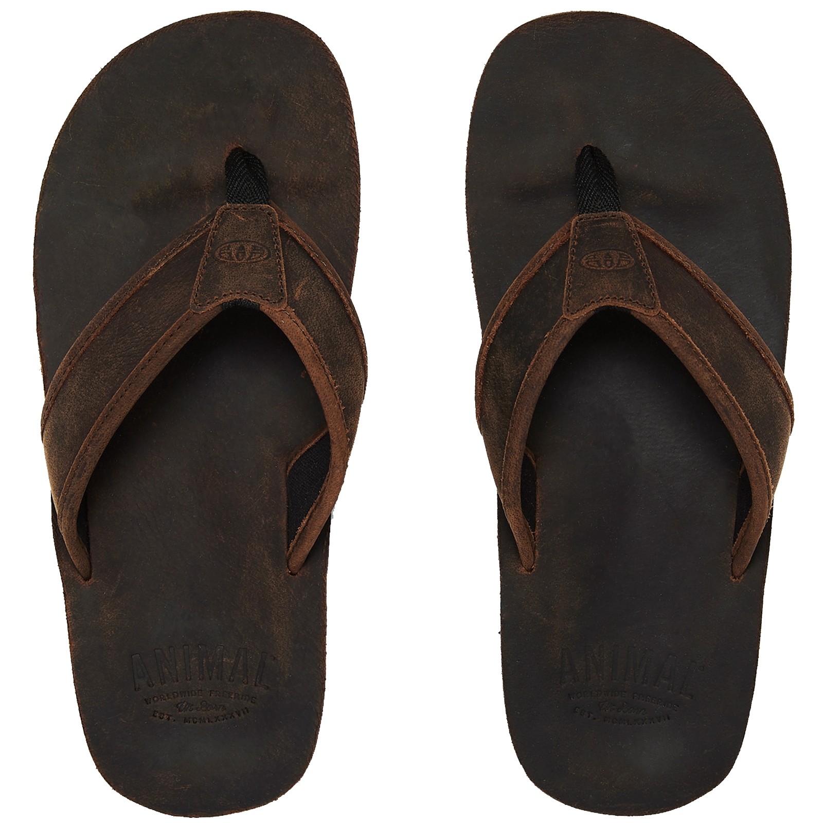 animal leather flip flops