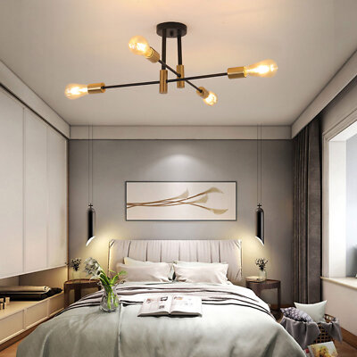 4-Light Modern Flush Mount Light Chandelier Ceiling LED Hanging Pendant Lamp NEW