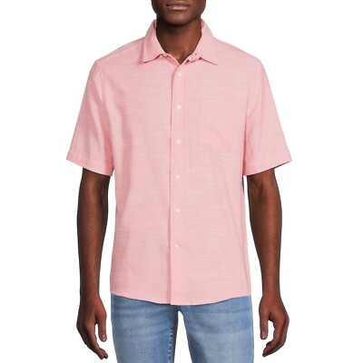George Mens Button Down Short Sleeve Shirt XL Coral Nice NWT