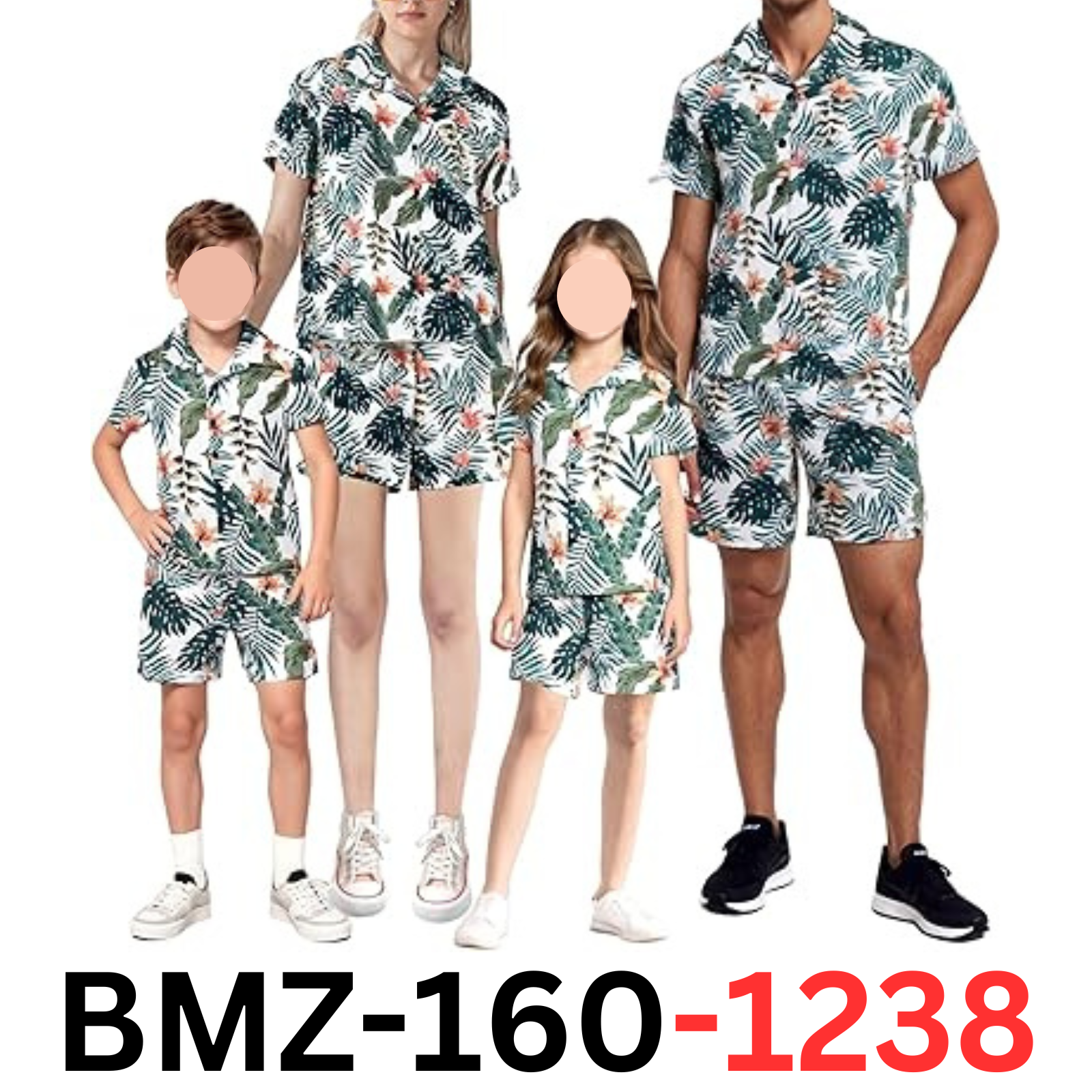 IFFEI Family Matching Outfits Hawaiian Plant Printed Shirt and Shorts Set, Large