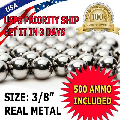 500 QTY - 3/8'' Inch Steel Slingshot Ammo Shot Balls
