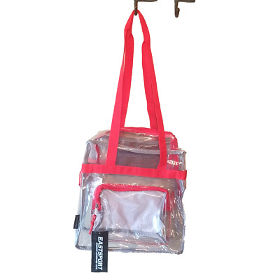 Eastsport Unisex Clear Stadium Approved Tote Red