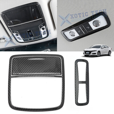 Carbon Fiber Style Front+Rear Reading Light Trim Kit For Honda Accord 2018-2022