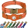 Reflective Leather Dog Collar with AirTag Holder - Soft Apple Airtag Dog Collar with Metal Buckle - Safety Cotton Pet Collars for Dogs Small Large Dogs Puppy (Orange, XS, 9