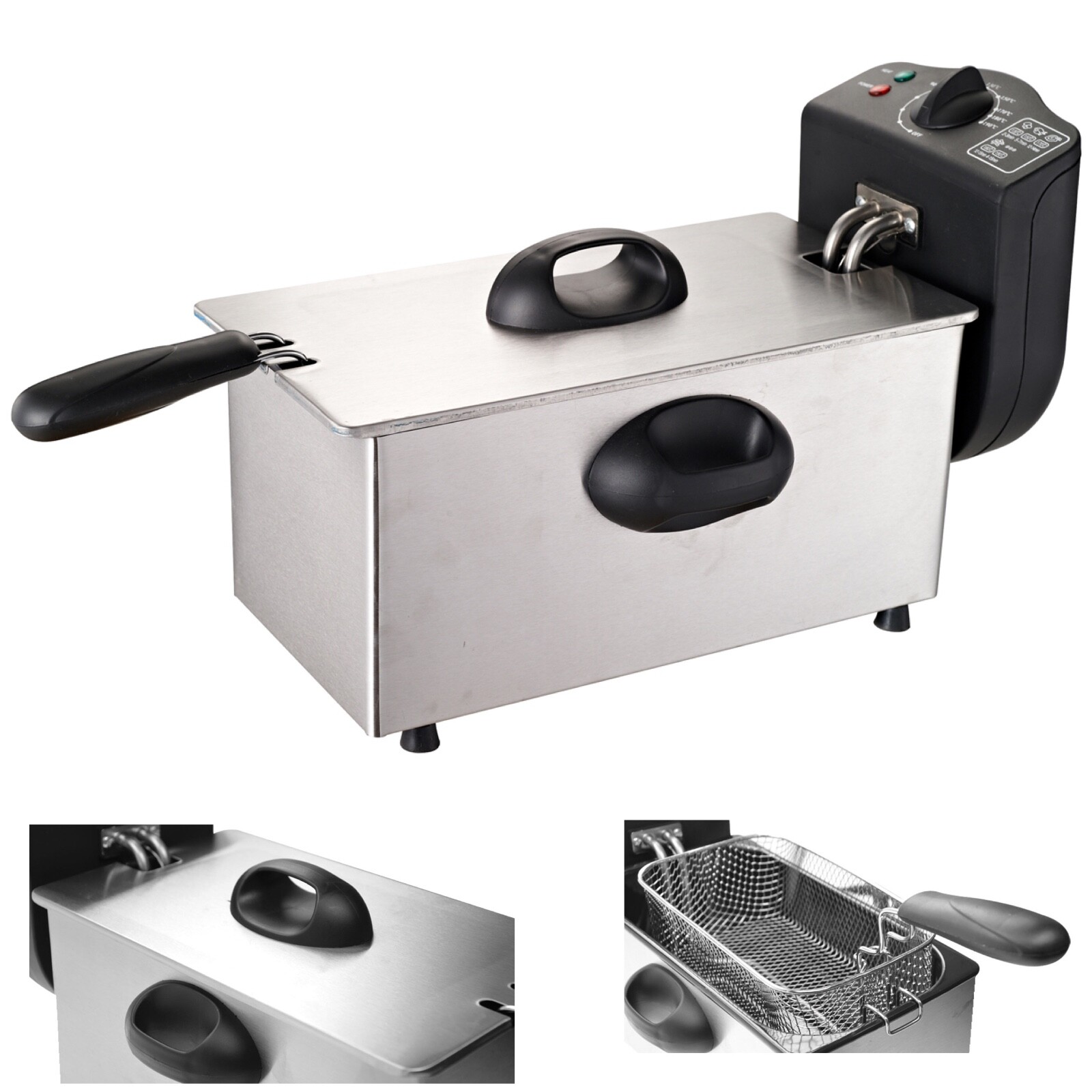 Fritteuse 3L Edelstahl Kaltzonen Friteuse 2000W 3