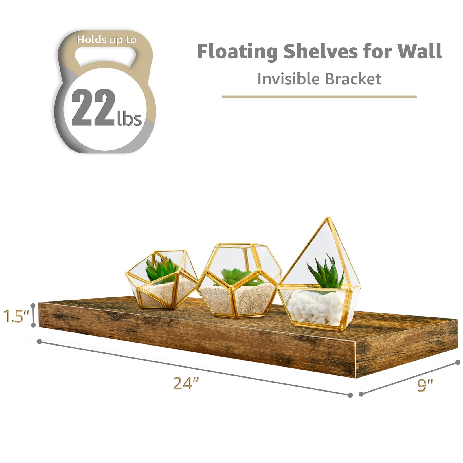 Sorbus 24 Inch Wall Mounted Floating Shelves for Wall Décor and Storage - 4-Pack