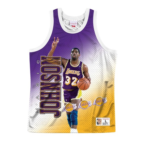 Mens Mitchell & Ness NBA Behind The Back Tank Лос-Анджелес Лейкерс Мэджик Джонсон