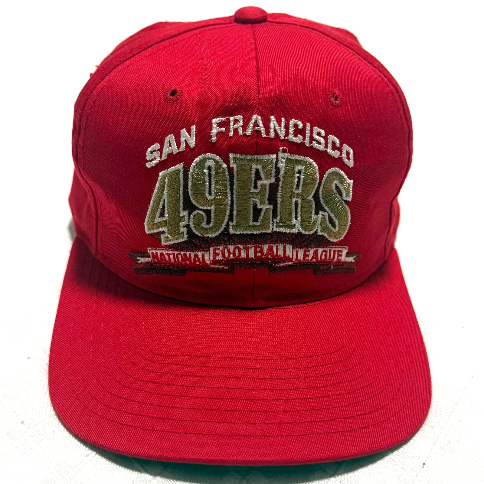 NFL　レザーアジャスブルキャップ　49ers　90sビンテージ　USA製 Vintage San Francisco 49ers Starter Arch SnapBack Hat Cap