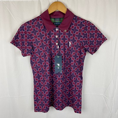 William Murray Women's Short Sleeve Golf Polo Geometric Purple/Burgandy Size S
