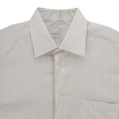 ERMENEGILDO ZEGNA Long Sleeve Shirt Striped 100% Cotton Comfort Fit 42 - 16.5