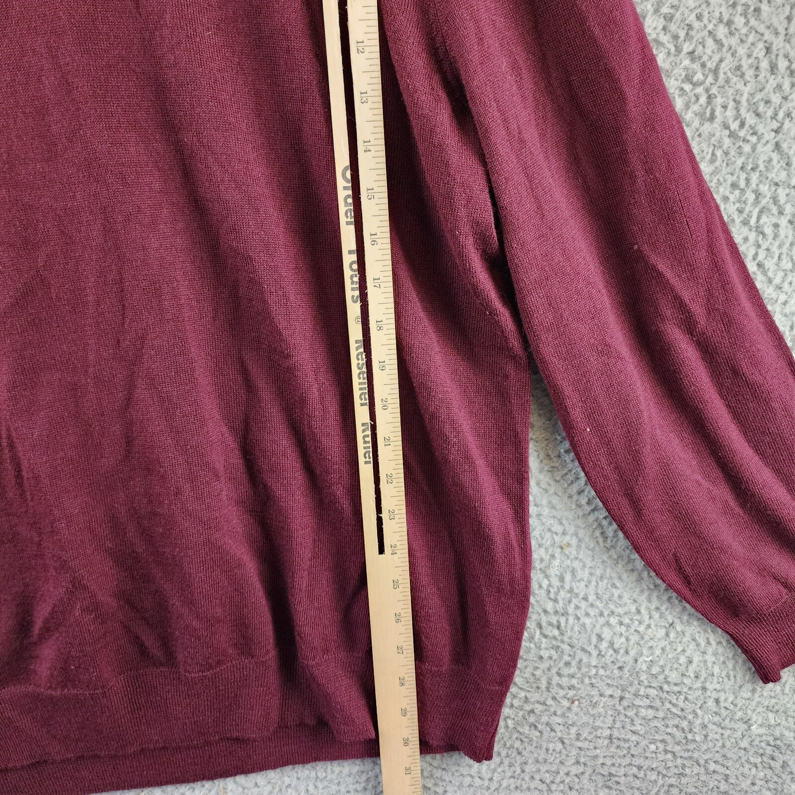 Club Room Solid V-Neck Merino Wool Blend Sweater Men's XXL Maroon Long Sleeve - Picture 9 of 15