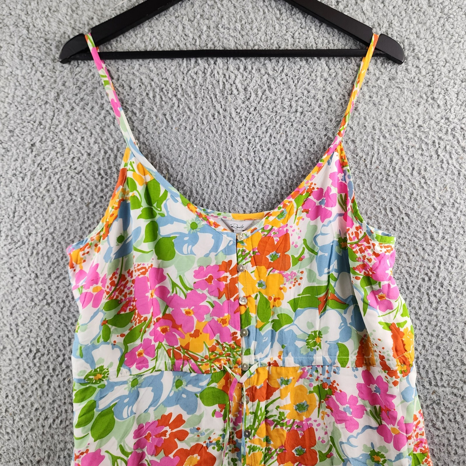 Rails Frida Drawstring Mid-Calf MIDI Floral Dress Women's XL Multi High/Low Hem - Picture 3 of 14