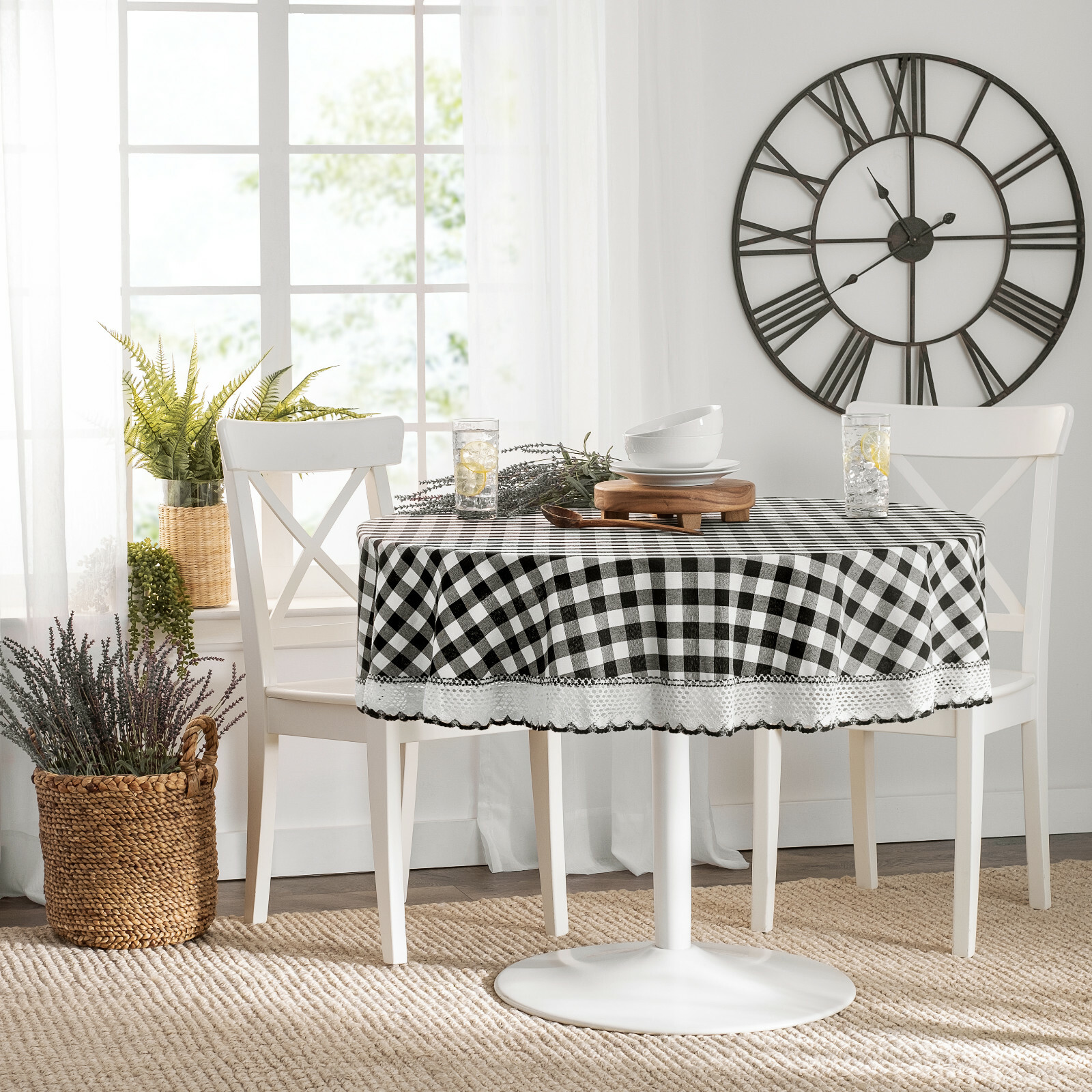 Country Farmhouse Plaid Spill Proof Fabric Tablecloths - Assorted Colors & Sizes