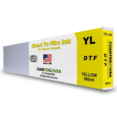 DTF YELLOW Ink 500ml Cartridge for VJ-628D, XPJ-1682D Direct To Film MADE IN USA