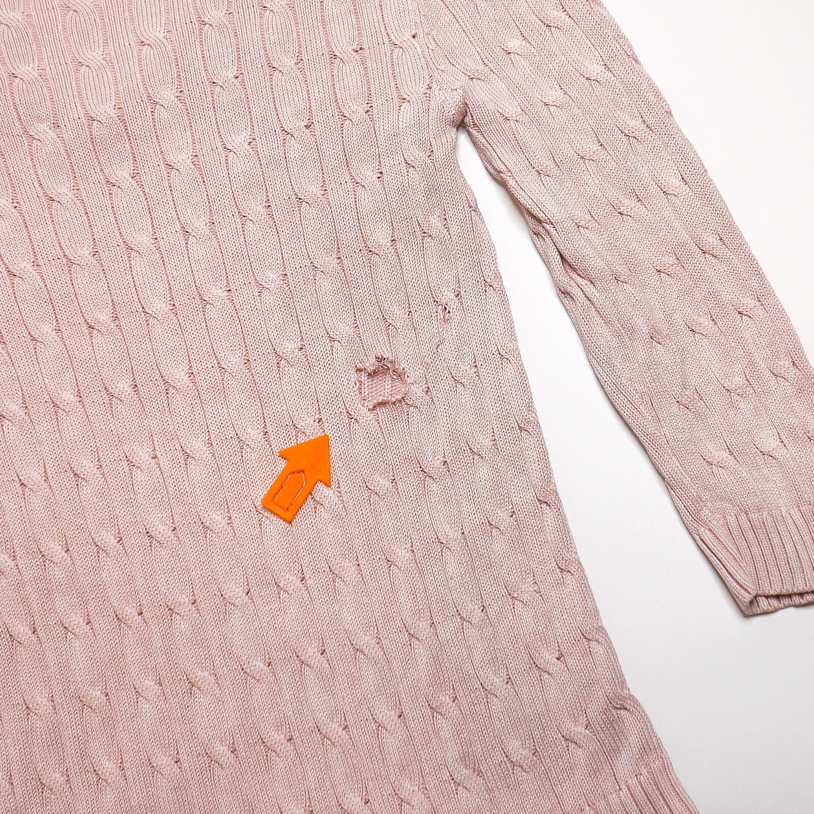 Ralph Lauren Womens Pink V-Neck Cable Knitted Silk Jumper Medium UK 12 - Picture 9 of 9