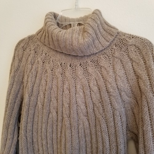 Gap brown beige Maternity Turtleneck chunky cable knit Sweater Tunic Medium