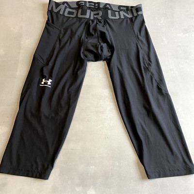 Under Armour Pants Mens 2XL Tights Capri Black HeatGear Stretch Gym base layer
