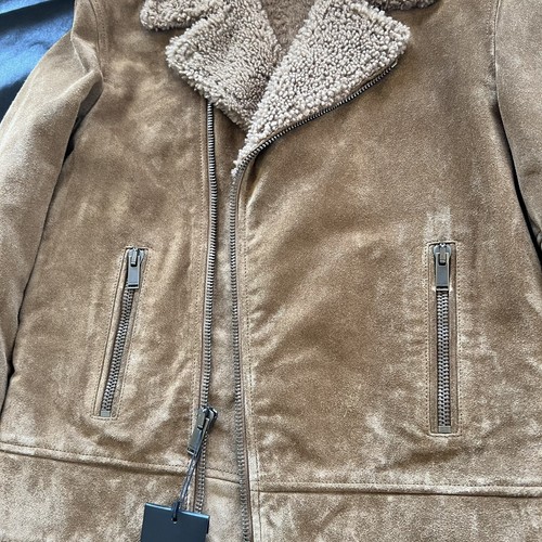 Pre-owned Saint Laurent Suede Shearling Jacket In Small And Medium In Brown