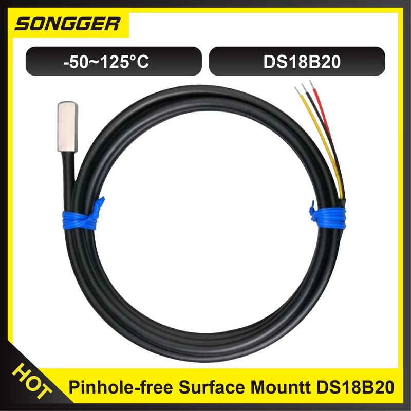 DS18B20 Waterproof Temperature Sensor with Adhesive Flat Probe and RVVP Teflon C