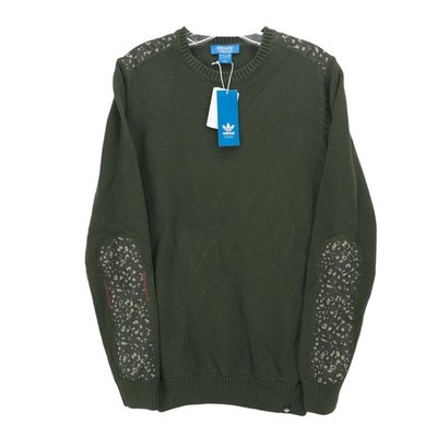 ADIDAS Originals Men's Crew Sweater Pullover 100% Cotton Green Camo Patch SMALL