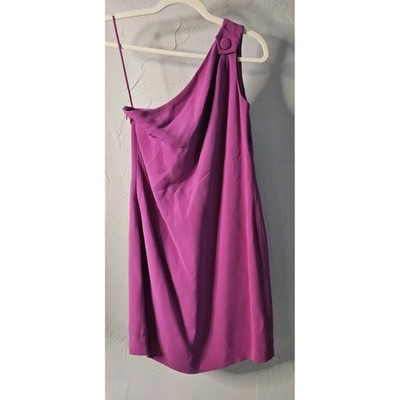 Tory Burch Sz 0 Pink Silk One Shoulder Sheath Dress Zip Formal Classic #230