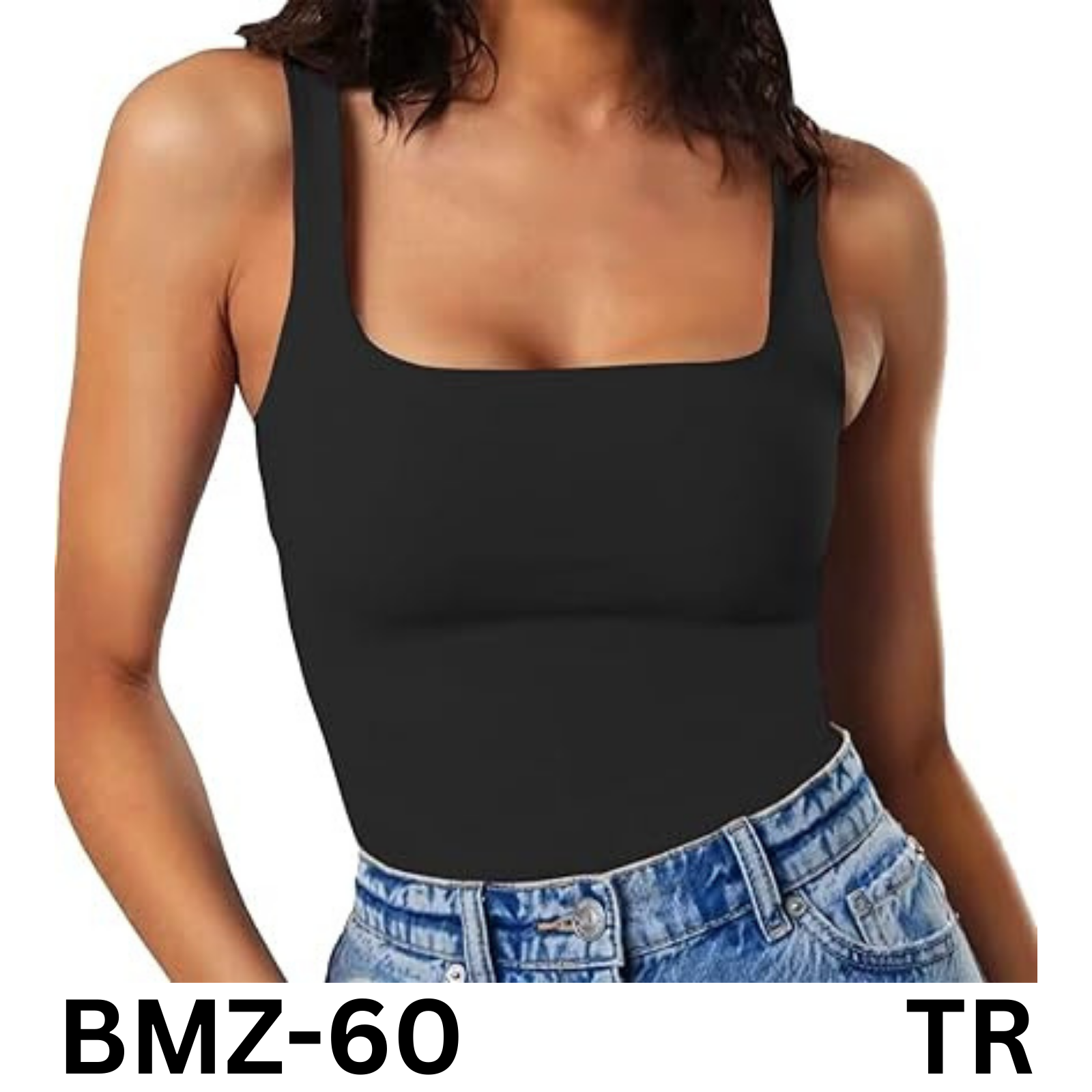 MISSJOY Square Neck Sleeveless Seamless Slimming Double Lined Thong Bodysuit, L